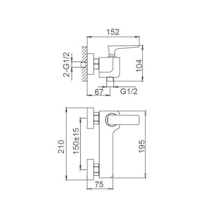 Смеситель для душа WONZON & WOGHAND SHARK, Хром (WW-484101-CR)