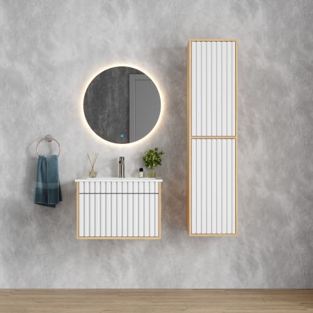 Пенал Onika Дайлер 35 подвесной белый/дуб сонома, универсальный