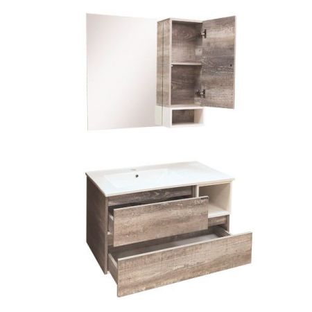 Тумба с раковиной Comforty Турин 90L 4137135 подвесная Дуб бежевый, артикул 4137135