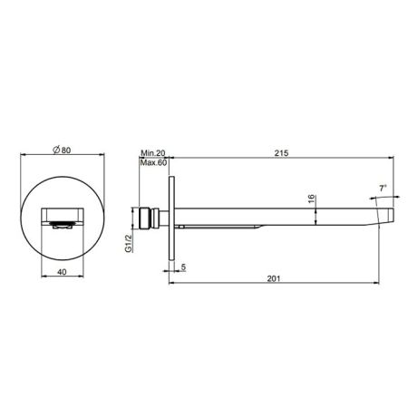 Fima Carlo Frattini Flo Излив для ванны, 20см., настенный, цвет: золото, артикул F2222OR