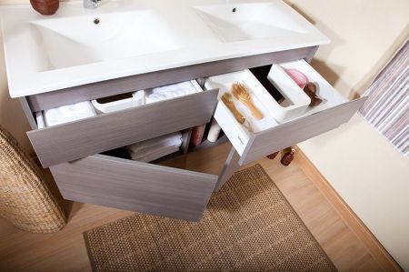 Тумба под раковину Бриклаер Мадрид 120D подвесная серая лиственница, артикул 4627125410079