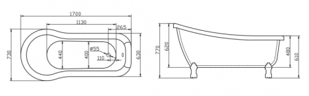 Акриловая ванна BELBAGNO BB20-1700, артикул BB20-1700