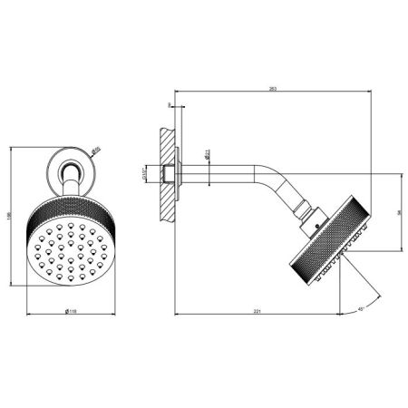 GESSI INCISO Душевая головка настенная, шарнирная на 1/2”,  Ø200мм, цвет: золото