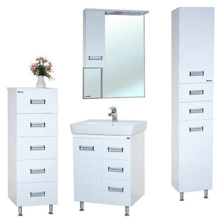 Зеркало со шкафом Bellezza Сиена 60 L 4613909002011 с подсветкой L Белое