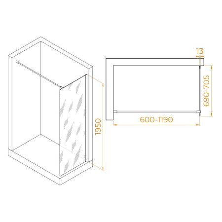 Душевая перегородка RGW WA-010 (Тонированное (Серое), 700), артикул 351001007-31