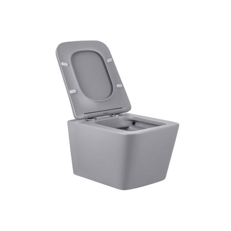 Унитаз подвесной Q-Line VT1-12MG безободковый, цвет матовый серый, ультратонкое  сиденье soft-close, артикул VT1-12MG
