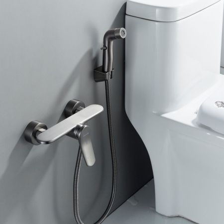 Гигиенический душ со смесителем Shevanik S4705T-1, оружейная сталь