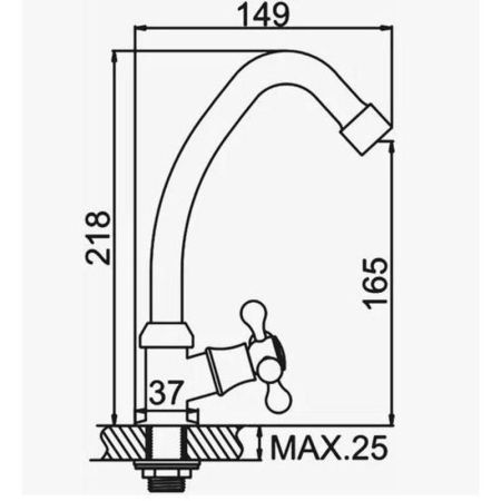 Кран на одну воду D-Lin D151911-1, хром, артикул D151911-1