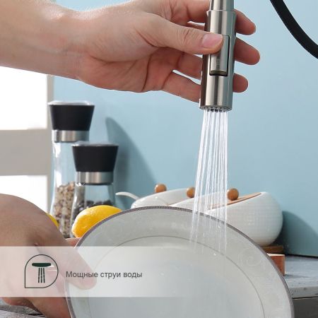 Смеситель для кухни с выдвижным изливом Splenka S204.49.05, сатин, артикул S204.49.05