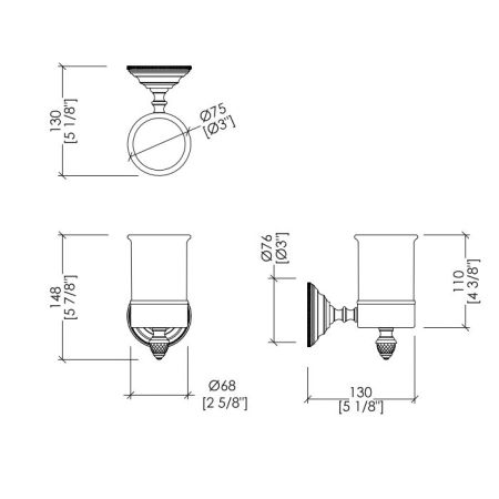 Devon  Diamond Стакан керамический белый   для зубных щеток, держатель цвет бронза, артикул WHD503BRBI