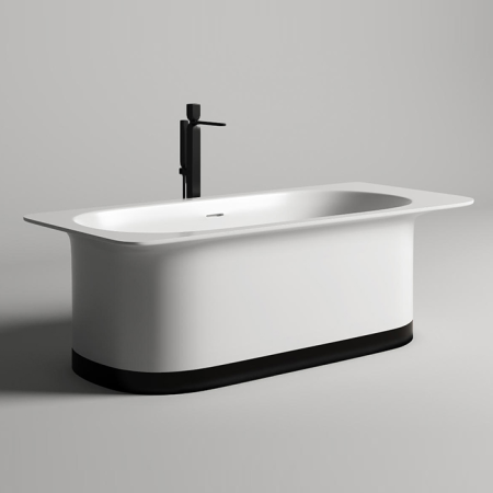 Salini NINFEA Ванна отдельностоящая 1800х820х575мм, донный клапан, сифон, интегр. слив-перелив, мат-л: S-stone -матовый;, белый. Фурнитура: белая., артикул 102721M