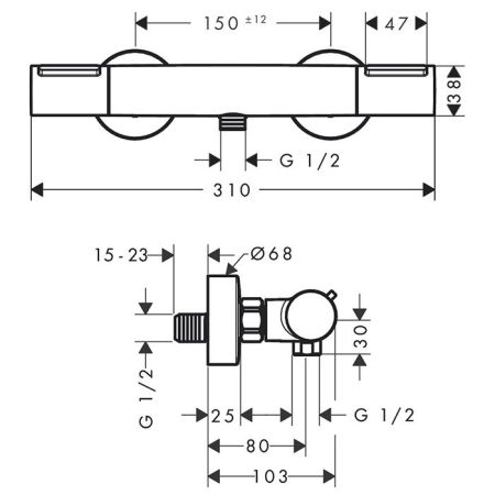 HG Ecostat Element Термостат для душа, внешнего монтажа, хром, артикул 13346000