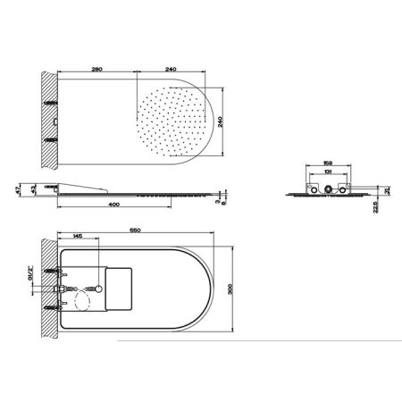 GESSI Tremillimetri Душевая головка для настенного крепления 300х550 мм, цвет Black Metal Brushed PVD, артикул 33071#707