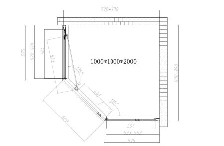 Душевой уголок Show VSP1-4SH100CLB, 1000*1000, черный, стекло прозрачное, артикул VSP1-4SH100CLB