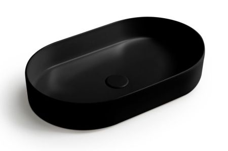 White Ceramic Blade, накладная овальная раковина 60x36x12h см, цвет черный матовый, артикул W052705