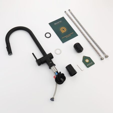 Смеситель для кухни с выдвижным изливом Splenka S204.49.06, черный