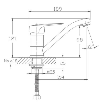 Смеситель для кухни Haiba HB4537-2, хром