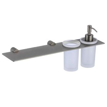 Дозатор для жидкого мыла и стакан с полочкой Savol S-002169Q, графит