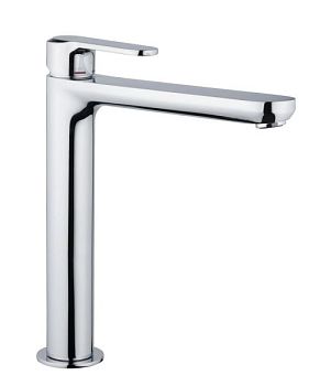 Emmevi Nefer, высокий однорычажный смеситель для раковины (излив 22 см), с донным клапаном click-clack, цвет черный матовый