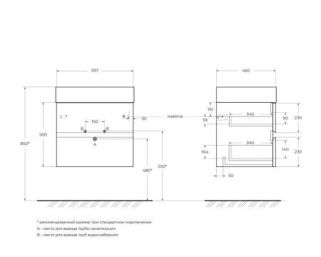 Мебель для ванной CEZARES MOLVENO 46, артикул MOLVENO 46-120-2C-SO-LG