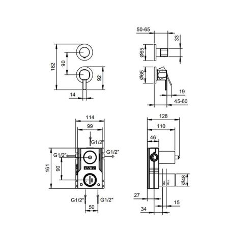 Fantini Lame Смеситель для душа, встраиваемый , перекл на 3 потока, цвет черный матовый