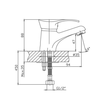 Смеситель для раковины Cron CN1014, хром