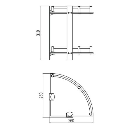 Полка угловая стеклянная Savol S-003021, хром, артикул S-003021