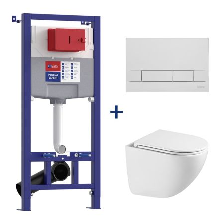 Комплект 3в1: Инсталляция Lemark PENEDA EXPERT с кнопкой смыва BIT хром глянец + унитаз подвесной Торнадо (100121431), артикул 100121431
