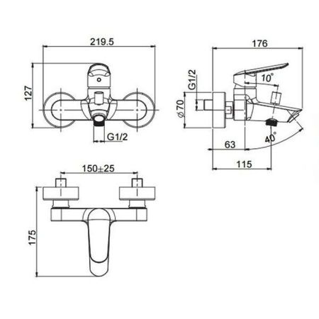 FIMA|Carlo Frattini Spot Смеситель для ванны внешнего монтажа, цвет хром, артикул F3004/1CR
