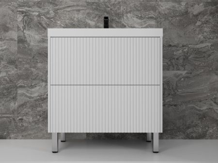 Тумба напольная "Стокгольм 80", Classic 80, (2 ящ.) белый рифленый софт, PUSH, артикул ЛС-00002335