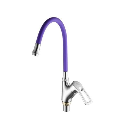 Смеситель для кухни с гибким изливом FASHUN A4466+A7254, хром/фиолетовый