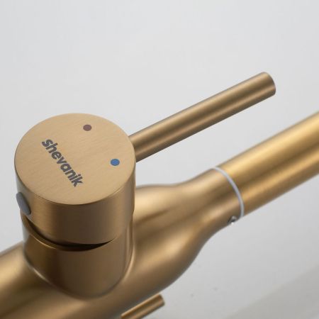 Смеситель для кухни с подключением фильтра Shevanik S248G, золотой сатин