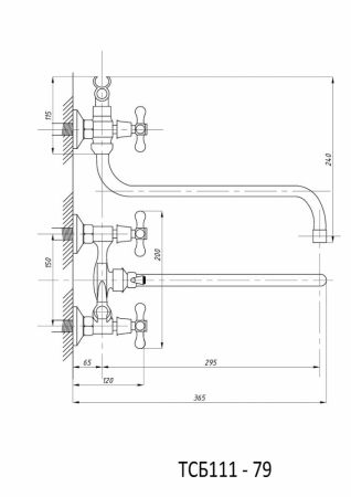 Смеситель для ванны с душем TSARSBERG (TSB-111-79) тип См-ВУДРНШлА, артикул TSB-111-79