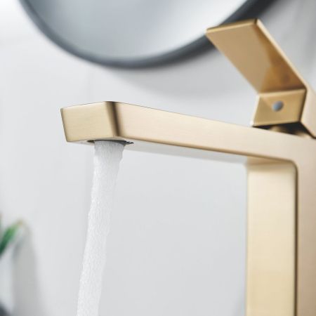 Смеситель для раковины высокий Rose R1811G-1, золотой сатин, артикул R1811G-1