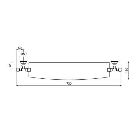 Полка стеклянная Webert Karenina KA500701017, хром/золото, артикул KA500701017
