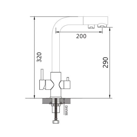 Смеситель для кухни с подключением фильтра Maretti Project Gold PG31RZF15, золотой сатин