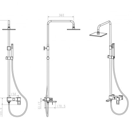 Стойка для душа Q WhiteChrome.2_Комплект, артикул 148-WCR.2