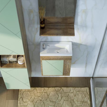 Тумба под раковину подвесная Бриклаер КРИСТАЛЛ фисташковый, 40 см, артикул 4627125417115