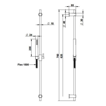 BONGIO Штанга для душа, с ручным душем и шлангом 1500 мм., цвет матированное золото, артикул 870OP00