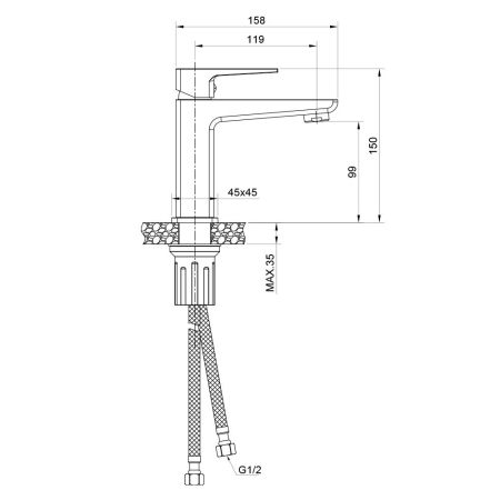 Смеситель для раковины WesnaArt NARCIS NAR06-210-25100, хром, артикул NAR06-210-25100