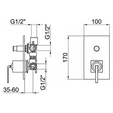 Смеситель для душа встраиваемый Webert Wolo WO860101564, хром/черный