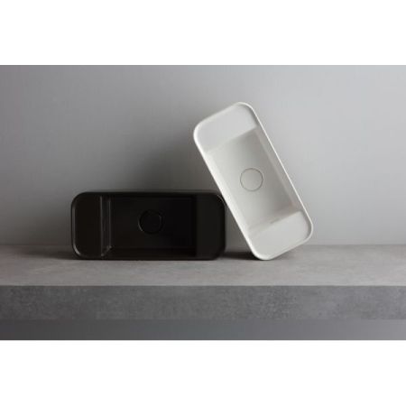White Ceramic Geo Mini, накладная прямоугольная раковина 50,5x22,5x15h см, цвет черный матовый, артикул W710705