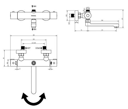 Термостат для ванны, артикул:T1020, VODA