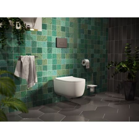 Инсталляция BERGES для скрытого монтажа унитаза NOVUM кнопка D5 Soft Touch, черная, артикул 040235