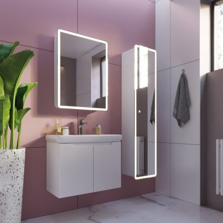 Пенал зеркальный с подсветкой Dreja Point 40 см, белый, артикул 99.9035