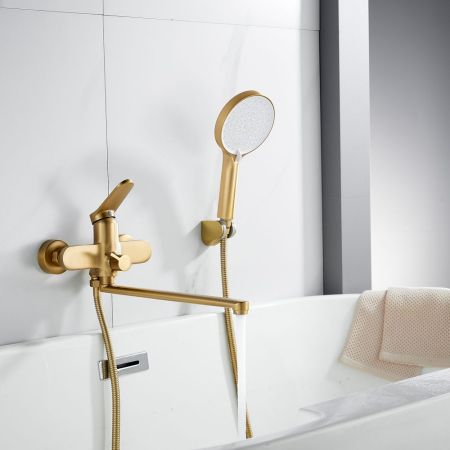 Смеситель для ванны Shevanik S4322G, золотой сатин, артикул S4322G