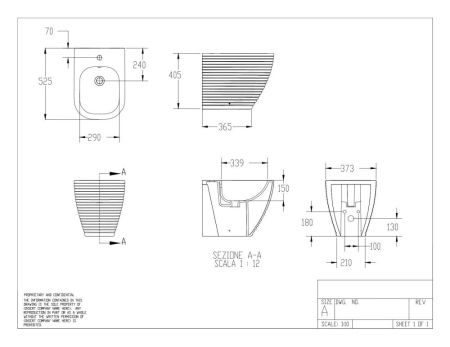 Disegno ceramica Loom, напольное биде, 52,5x37,3хh40,5 см, цвет черный глянцевый, артикул LO00600102