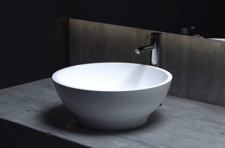 Раковина, Salini, Gloria, ширина, мм-415, глубина, мм-415, высота, мм-150, тип установки-накладной (настольный), отверстия для смесителя-отсутствуют, без перелива, без донного клапана, материал-искусственный камень, S-Stone, цвет-белый матовый, артикул 1102203M