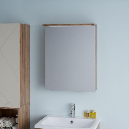 Зеркальный шкаф Бриклаер КРИСТАЛЛ 56 см, дуб крафт табачный, артикул 4627125417191