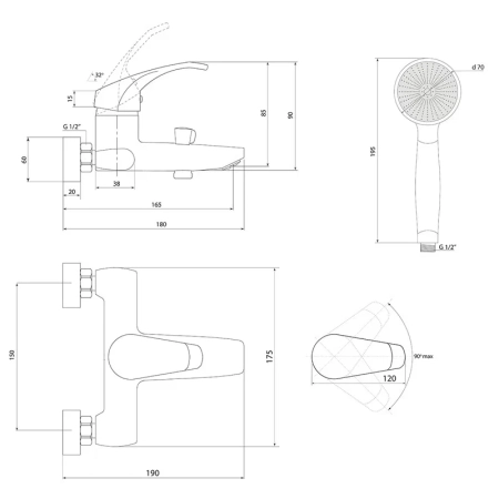 Смеситель для ванны Славен СЛ-ОД-К30, хром